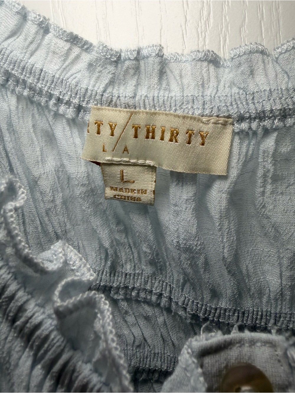 Ty Light Blue Ruffled Button-Front Blouse - Picture 3 of 3